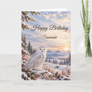Snowy Owl Winter Wildlife Birthday Card