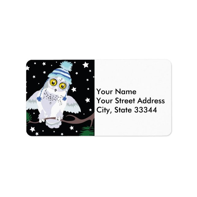 Snowy Owl with Hat~address labels (Front)