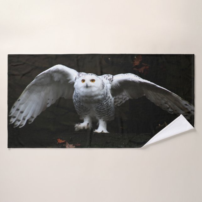 Snowy Owl With Open Wings btcnm Bath Towel Set (Bath Towel)