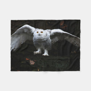 Snowy Owl With Open Wings fbcna Fleece Blanket