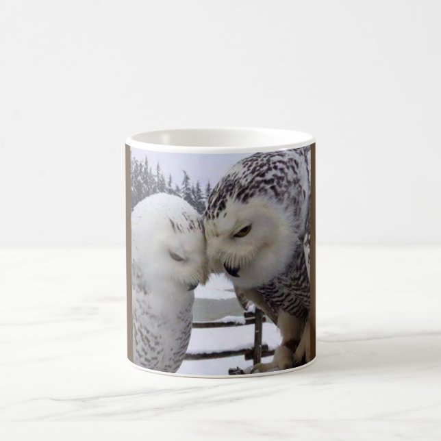 Snowy Owls Love Birds Mug (Center)