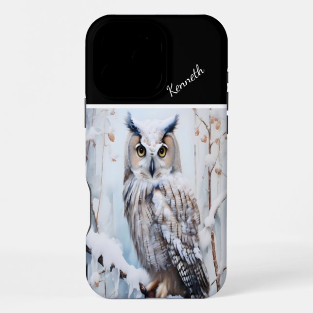 Snowy Owl's Winter Perch iPhone Case (Back)