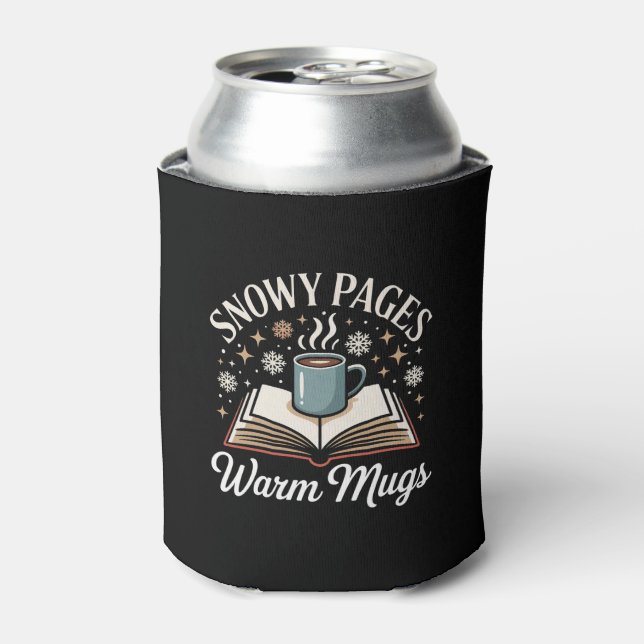 Snowy Pages Festive Drink Can Cooler (Can Front)
