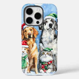 Snowy Paws Festive Cute Christmas Pets Watercolor iPhone 16 Pro Case