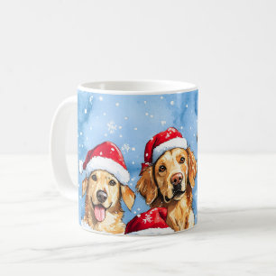 Snowy Paws Festive Cute Christmas Pets Watercolor Coffee Mug