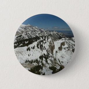 Snowy Peaks of Grand Teton Mountains I Photography 2 Inch Round Button