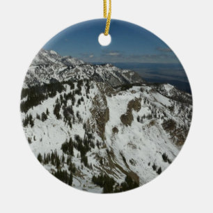 Snowy Peaks of Grand Teton Mountains I Photography Ceramic Ornament