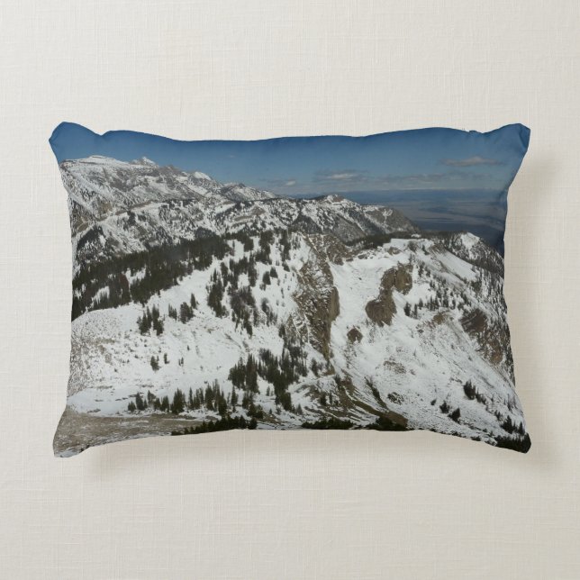 Snowy Peaks of Grand Teton Mountains I Photography Decorative Pillow (Front)