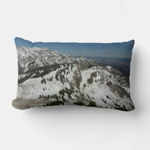 Snowy Peaks of Grand Teton Mountains I Photography Lumbar Pillow