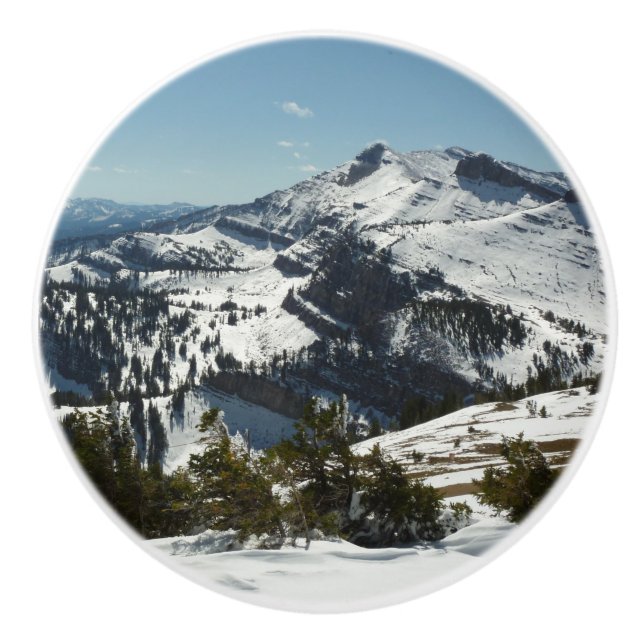 Snowy Peaks of Grand Teton Mountains II Photo Ceramic Knob (Front)