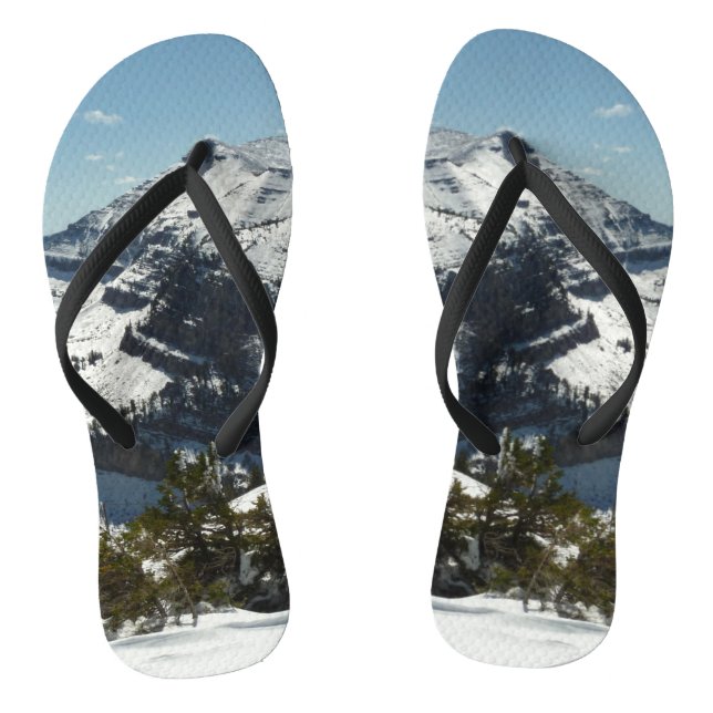 Snowy Peaks of Grand Teton Mountains II Photo Flip Flops (Footbed)