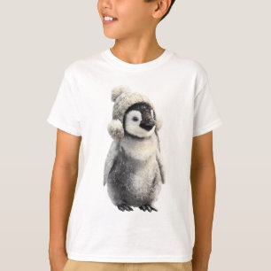 Snowy Penguin Chick Trapper Hat Kids T-Shirt