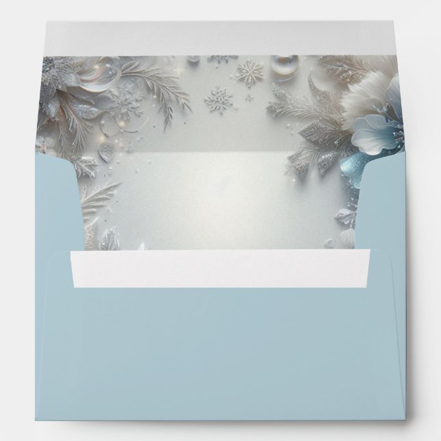 Snowy Petals in Frozen Bloom Wedding Envelope (Back (Bottom))