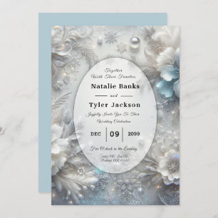 Snowy Petals in Frozen Bloom Wedding Invitation
