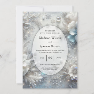 Snowy Petals in Frozen Bloom Wedding Invitation