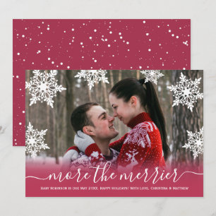 Snowy Photo Christmas Pregnancy Announcement Cards