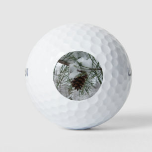 Snowy Pine Branch Winter Nature Photography Golf Balls