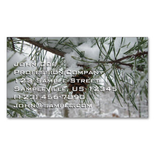 Snowy Pine Branch Winter Nature Photography Magnetic Business Card