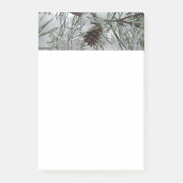 Snowy Pine Branch Winter Nature Photography Post-it Notes (Front)