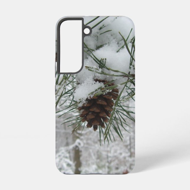 Snowy Pine Branch Winter Nature Photography Samsung Galaxy S22 Case (Back)