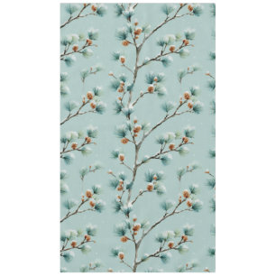 Snowy Pine Branches Winter Pattern Fleece Blanket Tablecloth