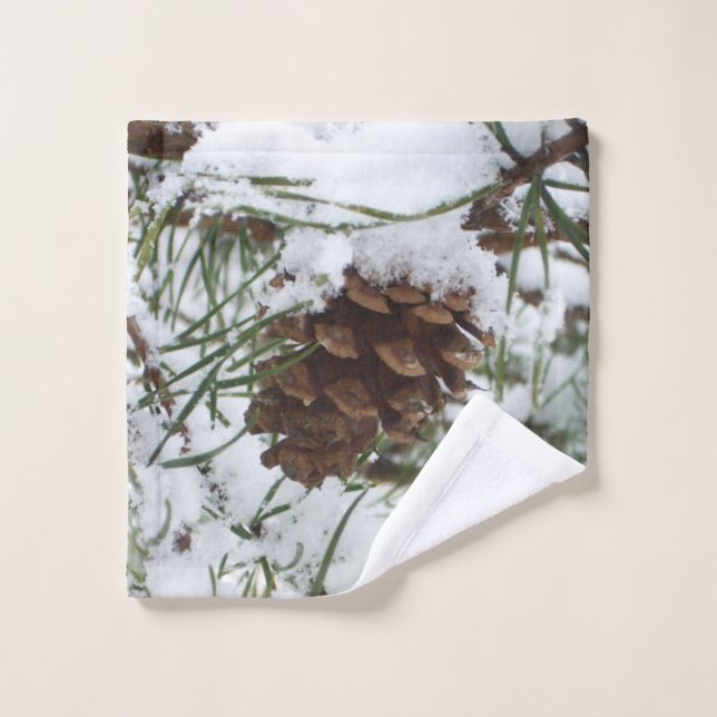 Snowy Pine Cone I (Gant de toilette)