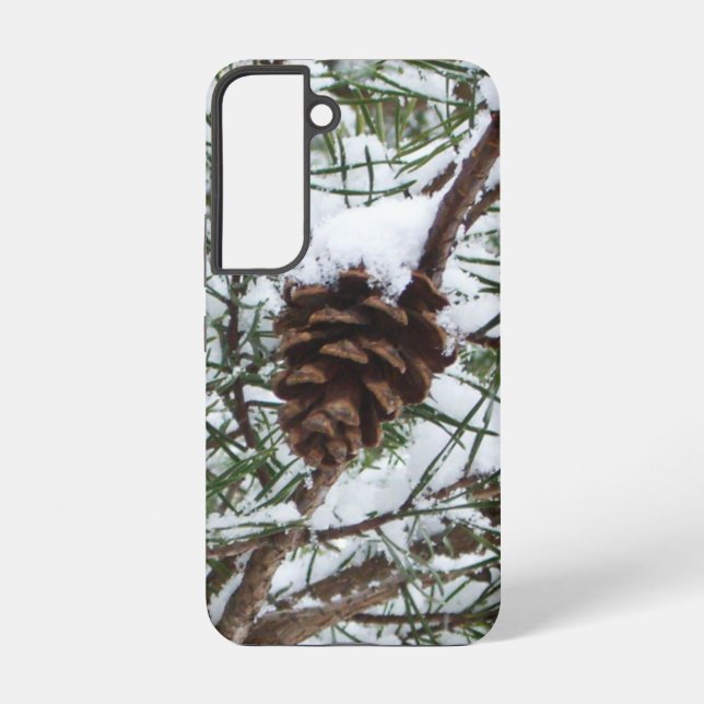 Snowy Pine Cone II Winter Nature Photography Samsung Galaxy S22 Case (Back)