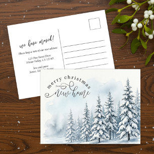 Snowy Pine Forest Christmas New Home Postcard