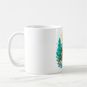 Snowy Pine Forest Deer Night Art Coffee Mug
