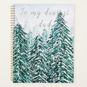 snowy pine forest green version 2 hand painted  planner