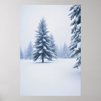 Snowy Pine Forest in Winter Poster