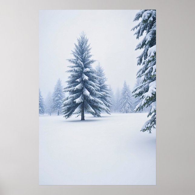 Snowy Pine Forest in Winter Poster (Front)
