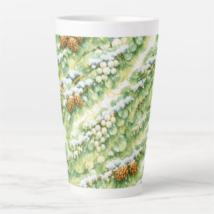 Snowy Pine Pattern Latte Mug