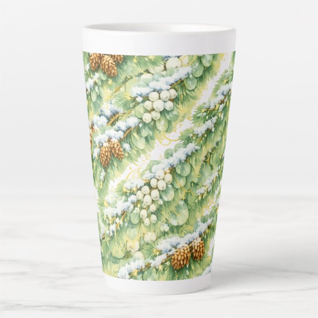 Snowy Pine Pattern  Latte Mug (Front)