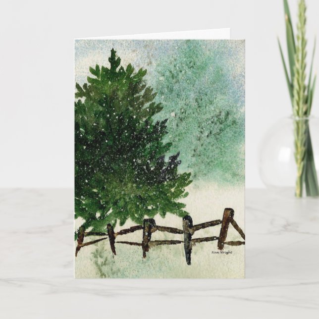 Snowy Pine Tree Christmas Card (Front)