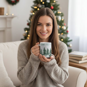 Snowy Pine Tree Winter Scene   Christmas Gift   Coffee Mug