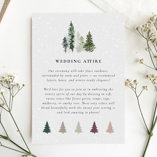 Snowy Pine Tree Winter Wedding Attire Enclosure Card (Creator Uploaded)