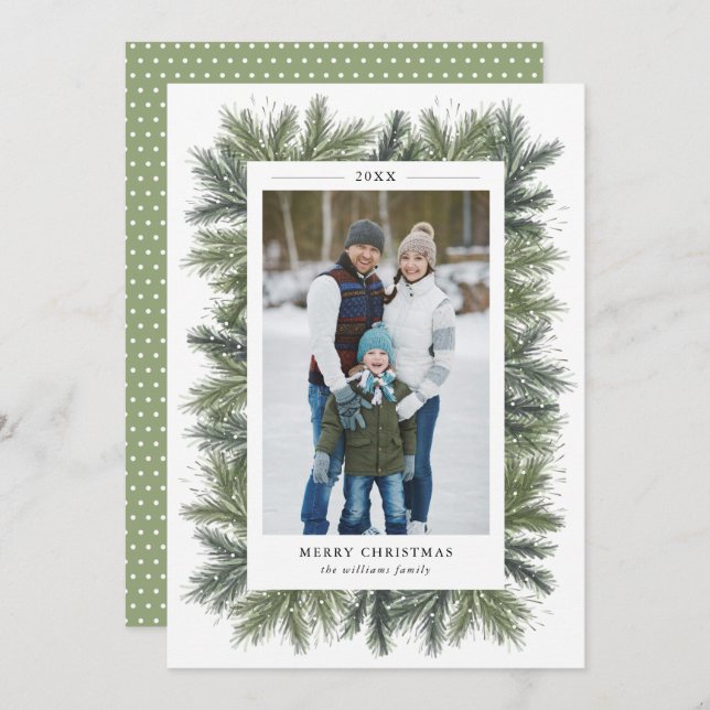 Snowy Pines Christmas Photo Card (Front/Back)