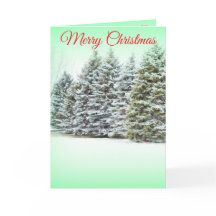 Snowy Pines Merry Christmas Holiday Greeting