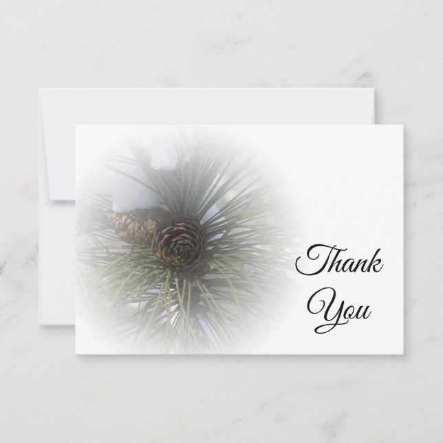 Snowy Pines Thank You Flat Note Card (Front)