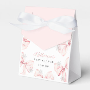 Snowy Pink Bow Baby Shower Favor Box