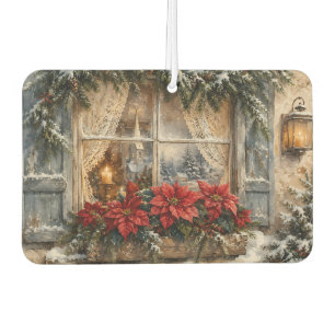 Snowy Poinsettia Christmas Window Air Freshener