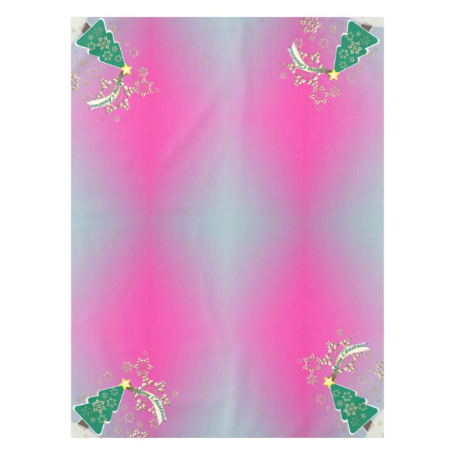 Snowy Purple Christmas Tree Scene    Tablecloth (Front)