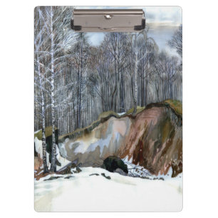 Snowy ravine painting  watercolor clipboard