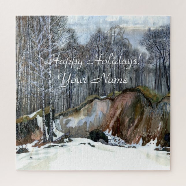 Snowy ravine  painting  watercolor jigsaw puzzle (Vertical)