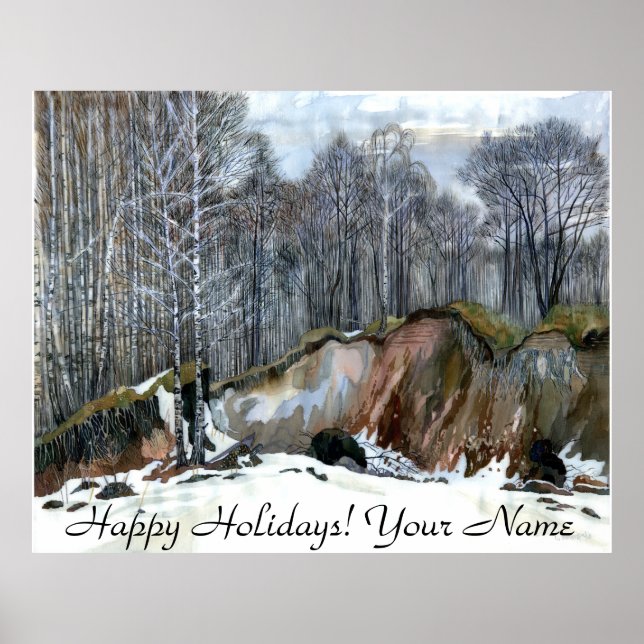 Snowy ravine  painting  watercolor poster (Front)
