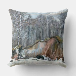 Snowy ravine throw pillow