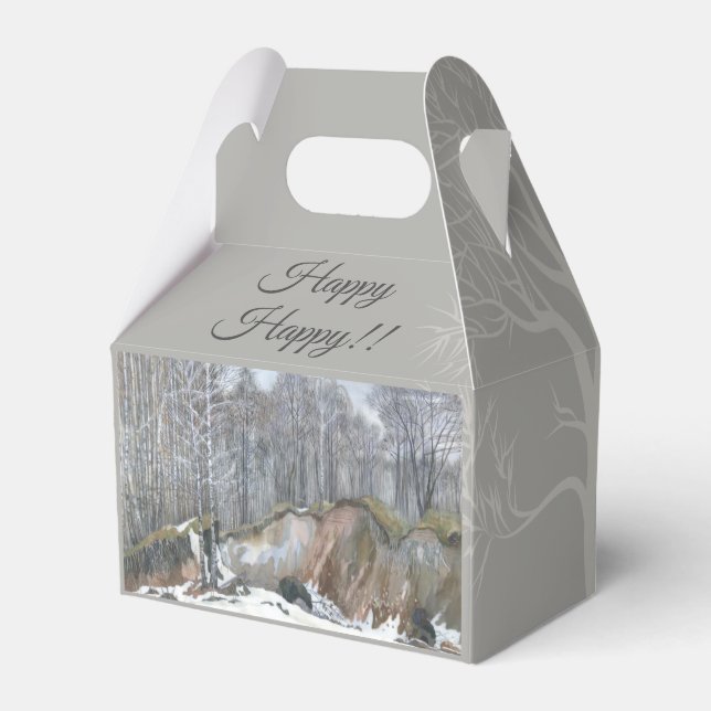 Snowy ravine watercolor favor box (Back Side)