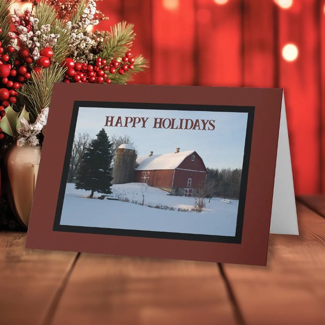 Snowy Red Barn Country Christmas  Holiday Card (Creator Uploaded)