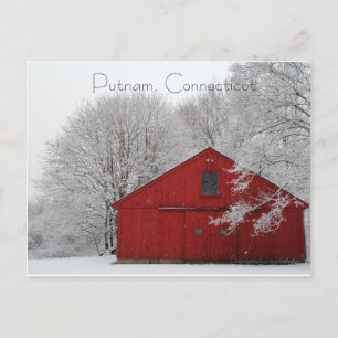 Snowy Red Grange Putnam, Connecticut Carte postale